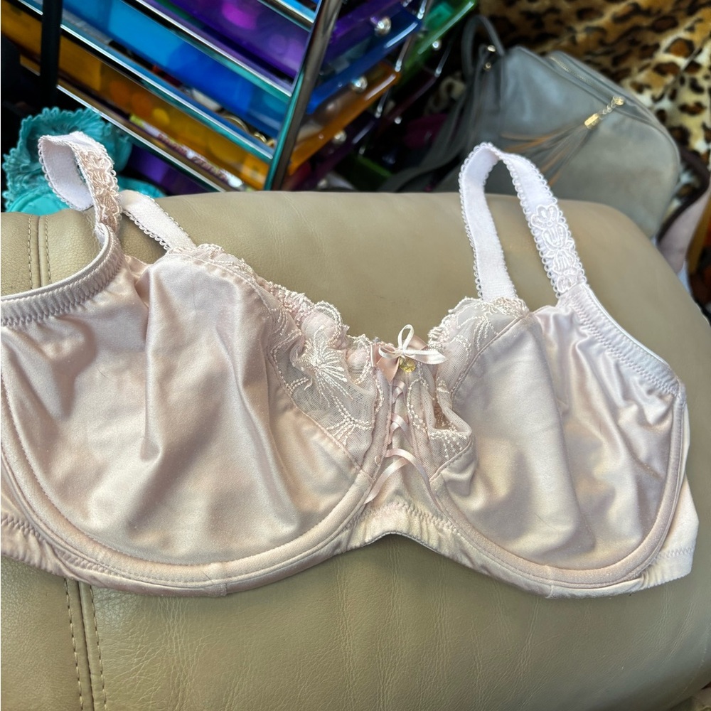 Charade Light Pink Elegant Lace Trim Full Support Underwire Bra Size 34F.  NWOT!